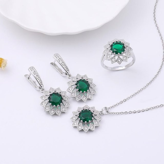 YIRAN Jewelry Schmuckset Sonnenblumenkette, Zirkonia, Kupfer, Weiß, Unisex - Bild 1