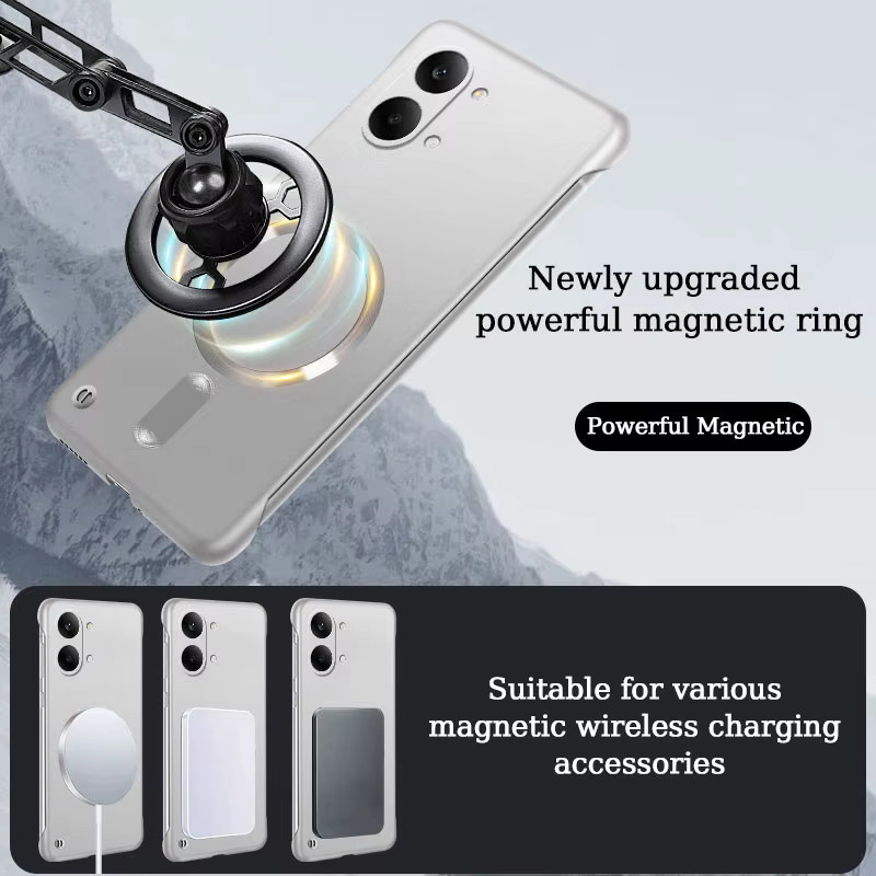 Bless Ring Plated Metallic Frameless Magnetic Phone Case für Xiaomi POCO X8 X7 X6 F8 F7 Ultra F3 F5 F6 M8S M8 Pro Max in Rot - Bild 3
