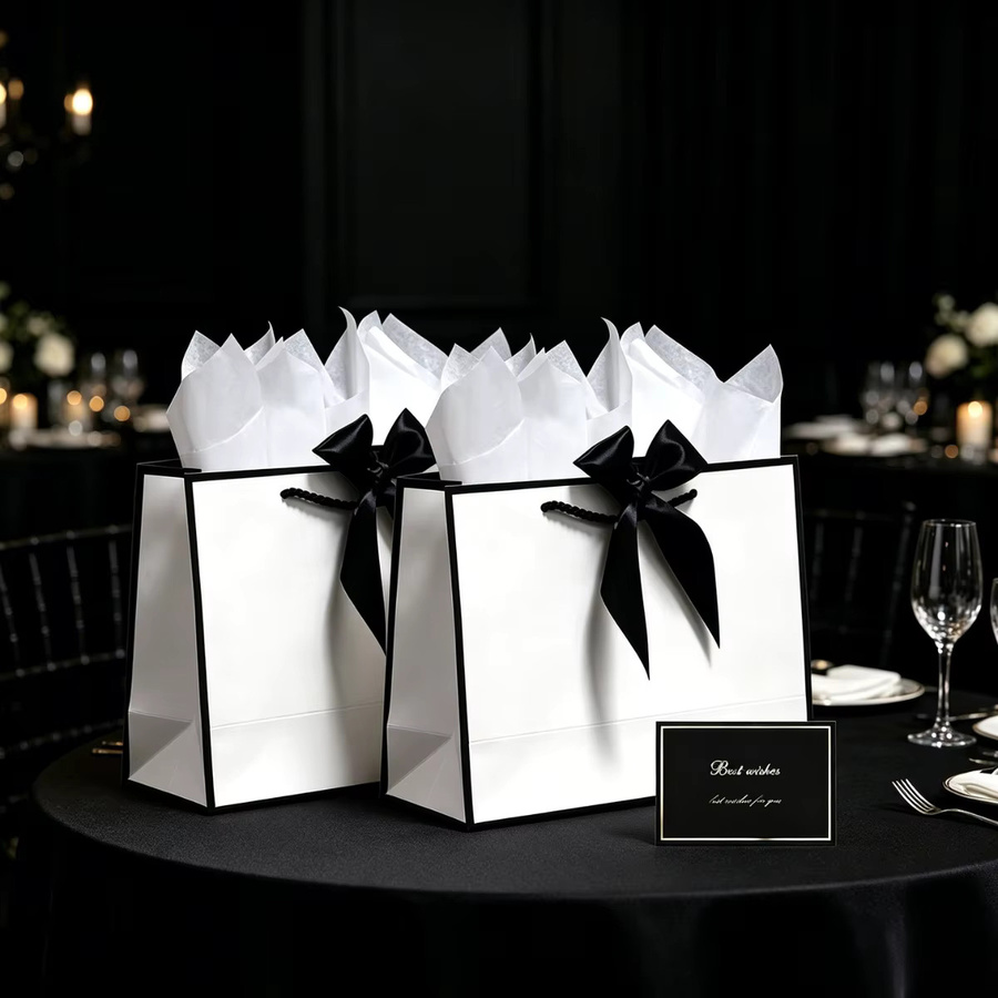 Elegante weiße Geschenktüte aus Papier für besondere Anlässe wie Geburtstag, Valentinstag oder Weihnachten - Bild 3