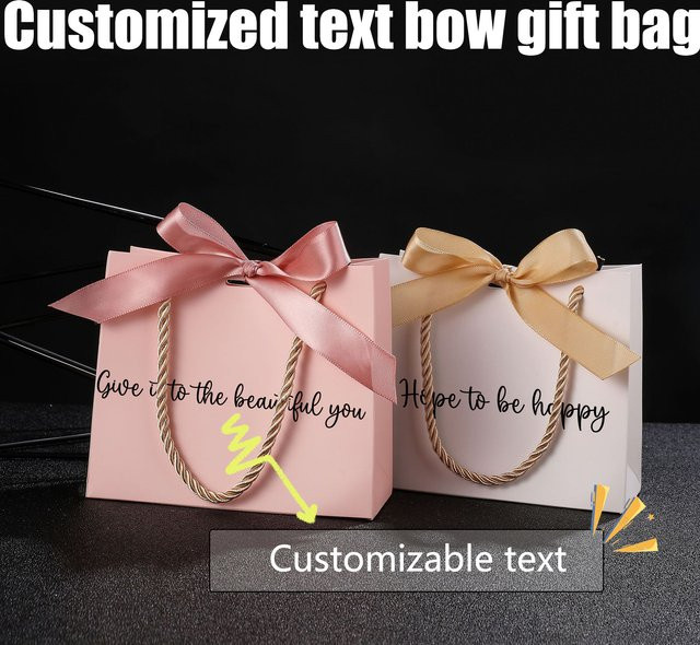 Personalisierte Geschenktüte aus Papier mit Schleife in Pink für Geburtstage, Muttertag oder Valentinstag - Bild 1