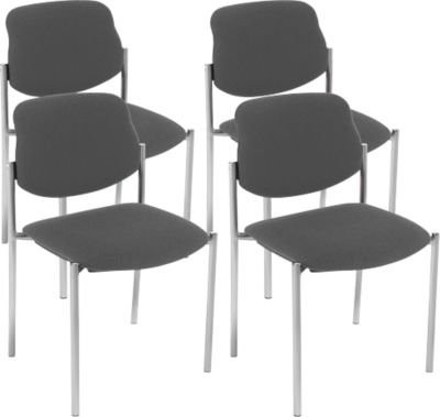 NowyStyl Besucherstuhl STYL stapelbar, 4er Set, Bezug Anthrazit, Gestell Alusilber - Bild 1