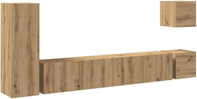 vidaXL 5-teiliges TV-Schrank-Set zur Wandmontage in Artisan-Eiche, Braun, Holzwerkstoff, B/T/H: 1 x 30,5 x 30 x 90 cm, 2 x 80 x 30 x 30 cm, 2 x 30,5 x 30 x 30 cm - Bild 1