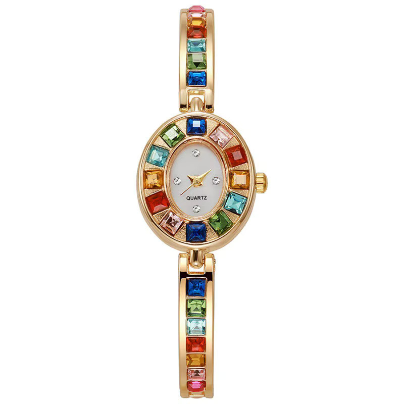 zkceenier Armbanduhr Quarz, Edelstahl, Gold, Bunt, Diamantbesetzt, Damen - Bild 4