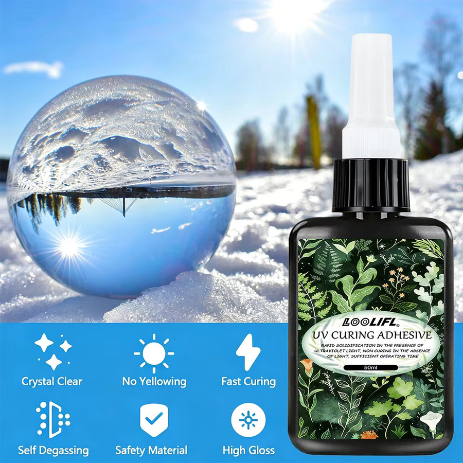 LOOLIFL UV-härtender Klebstoff transparent, wasserfester Reparaturkleber für Glas, Metall und Schmuck, 50 ml - Bild 2