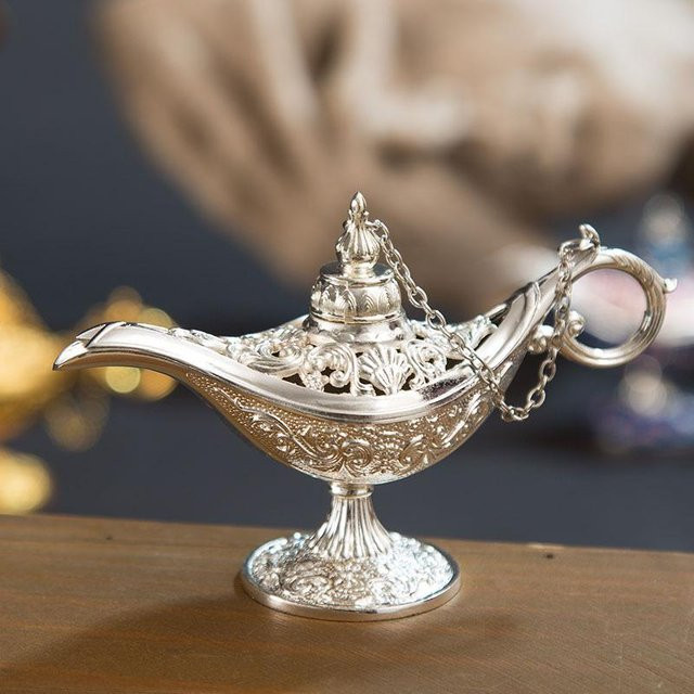 ERMAKOVA Aladdin Magische Dschinn Lampe als Retro Räuchergefäß und Öllampe aus Metall in Bronze, Silber, Gold oder Rot, Höhe: 12 cm - Bild 1