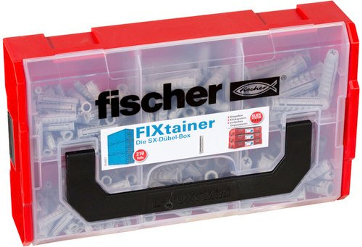 Fischer FIXtainer SX Spreizdübel für Beton, 210 Stück, transparent/grau/rot - Bild 2