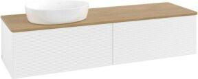 V&B Waschtischunterschrank Antao mit Frontstruktur in Eiche Honig und Weiß lackiert, B: 160 cm, T: 50 cm - Bild 1