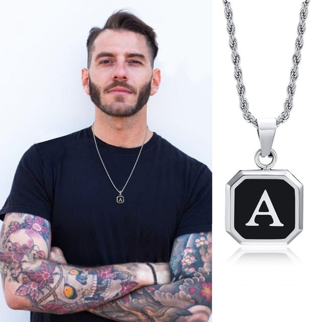 prjewel Halskette Edelstahl, quadratischer Anhänger, Silber, Unisex - Bild 1