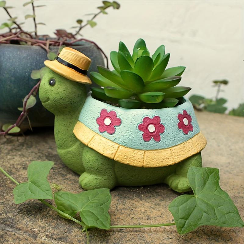 SZ-JZQ Schildkröten-Blumentopf aus Kunstharz in Grün für Sukkulenten und Dekoration - Bild 4