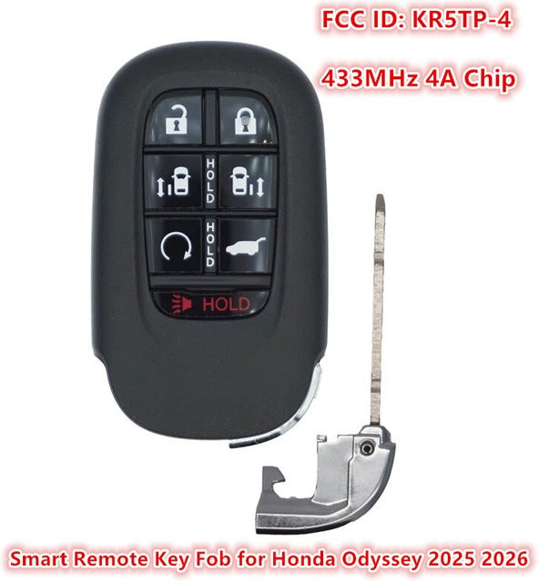 Keyecu Intelligenter Fernbedienungs-Autoschlüsselanhänger für Honda Odyssey 2025 2026, 7 Tasten, KR5TP-4, 7812D-TP-4, 4A Chip, 433 MHz, Schwarz - Bild 1
