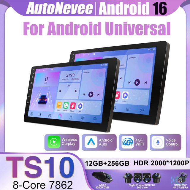 Android 15 Autoradio mit CarPlay und Android Auto, 9 Zoll QLED-Bildschirm, GPS, WiFi und Bluetooth, 2 DIN Universal Multimedia-Player, Schwarz - Bild 1