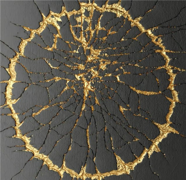 TPFLiving Kunstdruck auf Leinwand Abstrakt Gold Schwarz Modell TPFL-LW-21-MJ Breite: 20 cm, Höhe: 20 cm - Bild 1