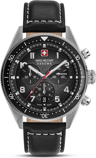 Swiss Military Hanowa Chronograph, Edelstahl, Leder, 43 mm, Herren - Bild 1