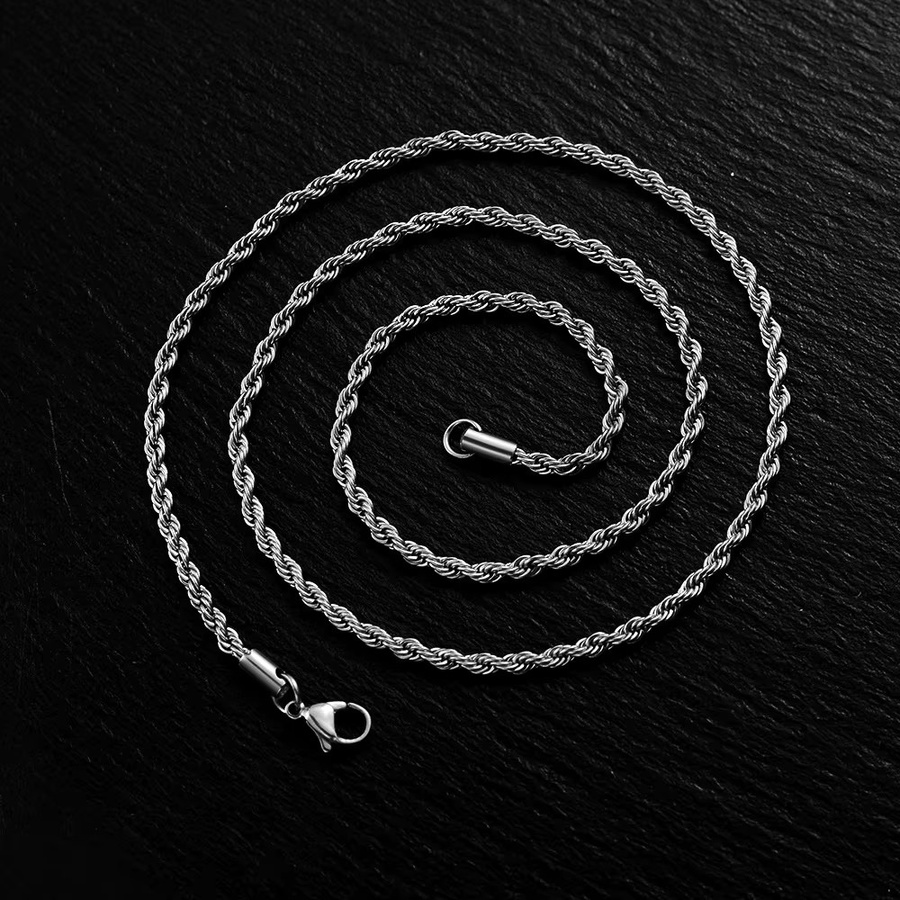 Halskette Edelstahl, Silber, Twisted Seil Kette, Unisex - Bild 3