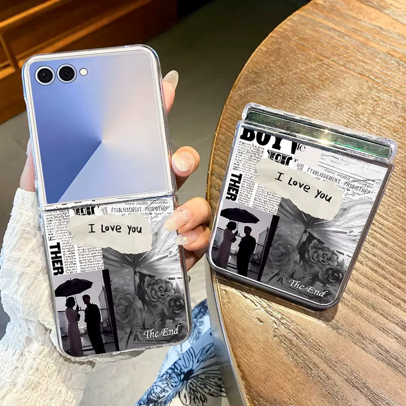 YISHANGOU Transparente Handyhülle aus hartem PC mit romantischem Design für Samsung Galaxy Z Flip 6, Z Flip 5 und Z Flip FE - Bild 2