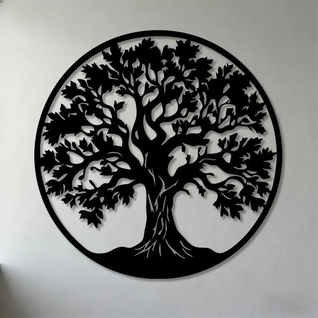 CIFBUY Metallbaum des Lebens Wandkunst, 2D Metallskulptur in Schwarz zur Wandmontage für Wohnzimmer, Schlafzimmer, Büro und Garten - Bild 1
