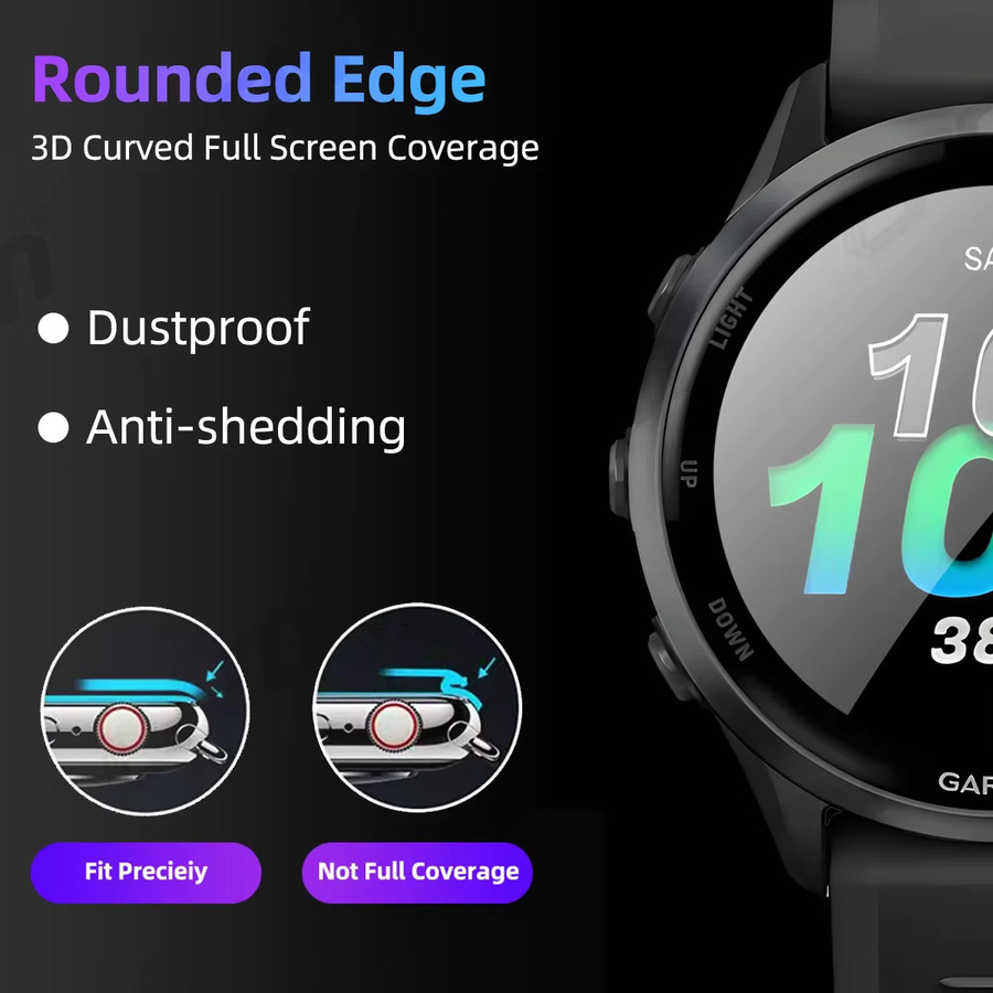 ONM 3D-Schutzfolie für Garmin Forerunner 970 570 (42 mm und 47 mm), transparente Displayschutzfolie mit vollständiger Abdeckung und kratzfestem Schutz - Bild 2