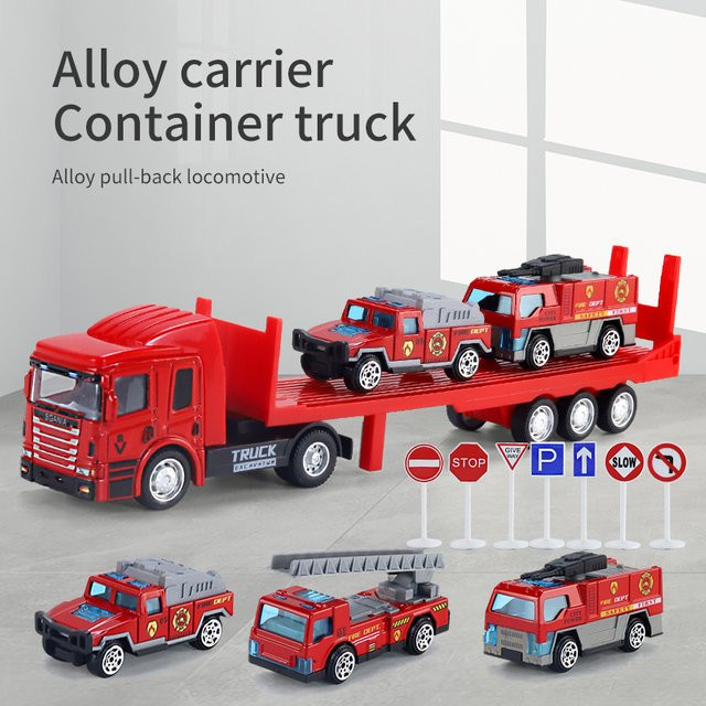 Transporter Container LKW, Spielfahrzeug, Metall, Pull-Back - Bild 1