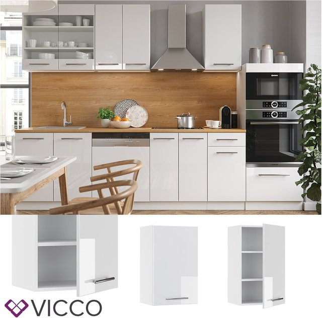 Vicco Hängeschrank Fame-Line Weiß Hochglanz Küchenschrank mit Soft-Close-Türen Breite: 45 cm - Bild 1