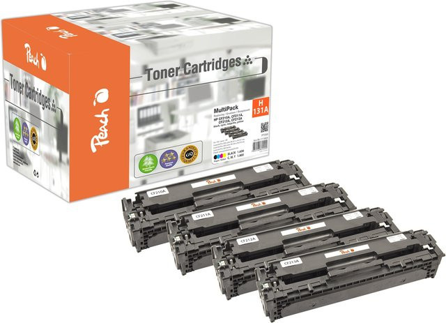 Peach HP 131A Toner-Set (Schwarz, Cyan, Magenta, Gelb) für HP LaserJet Pro 200 Color M251n, ersetzt CF210A, CF211A, CF212A, CF213A, wiederaufbereitet - Bild 1