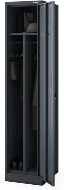 JAN NOWAK Umkleideschrank KACPER Spind aus Metall mit 1 Abteil und Etikettenhalter in Anthrazit, H x B x T: 180 x 40 x 50 cm - Bild 1