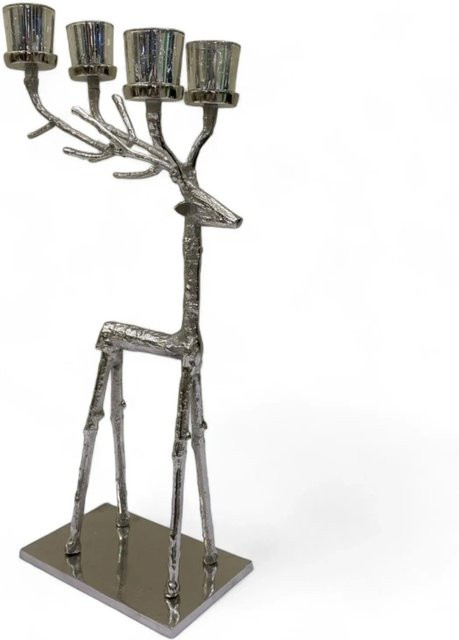 DELUKE Kerzenhalter LUKA aus Aluminium und Glas in Silber, modernes Design für Wohnzimmer und Büro, H x B x T: 66 x 19 x 29 cm - Bild 1