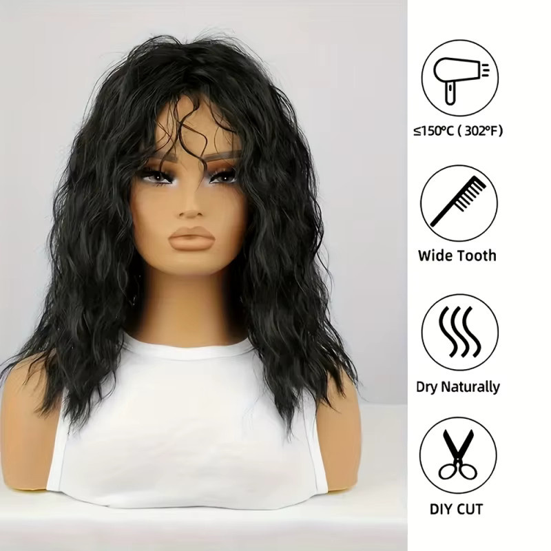 Suri Hair Perücke, schwarz, lang, lockig mit Pony, Damen - Bild 2