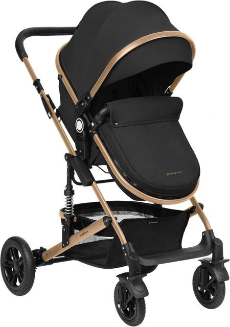 Kikkaboo Kombikinderwagen Amaia 3in1 mit i-Size Babyschale, Sportsitz und Babywanne, Federung, Schwarz - Bild 1