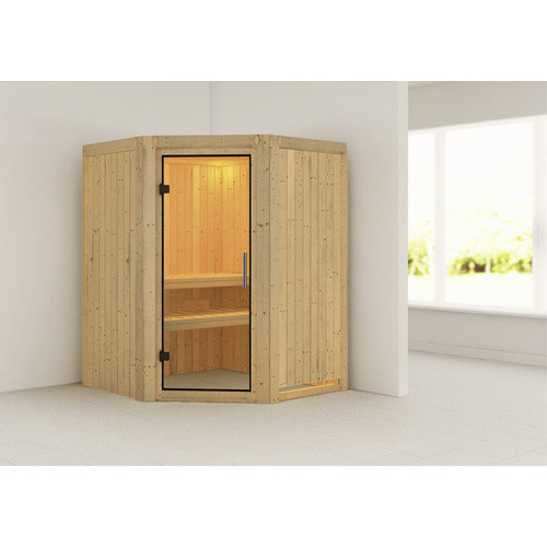 Karibu Sauna Tartu für 3 Personen aus Fichtenholz in Beige, B/T/H: 198 x 151 x 151 cm - Bild 2