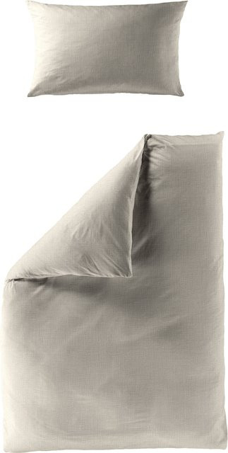 BIERBAUM Bettwäsche aus Musselin Baumwolle in Beige, Set bestehend aus 1x Bettdeckenbezug (135 x 200 cm) und 1x Kopfkissenbezug (40 x 80 cm) - Bild 1