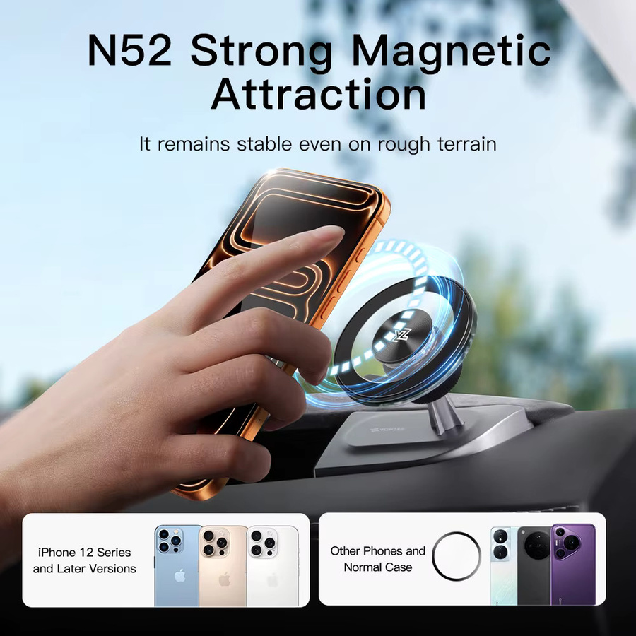 YZ Magnetische Armaturenbrett-Handyhalterung für Tesla Model 3 und Model Y Highland Juniper mit 360 Grad Drehung und OBD-Ladegerät in Schwarz - Bild 2