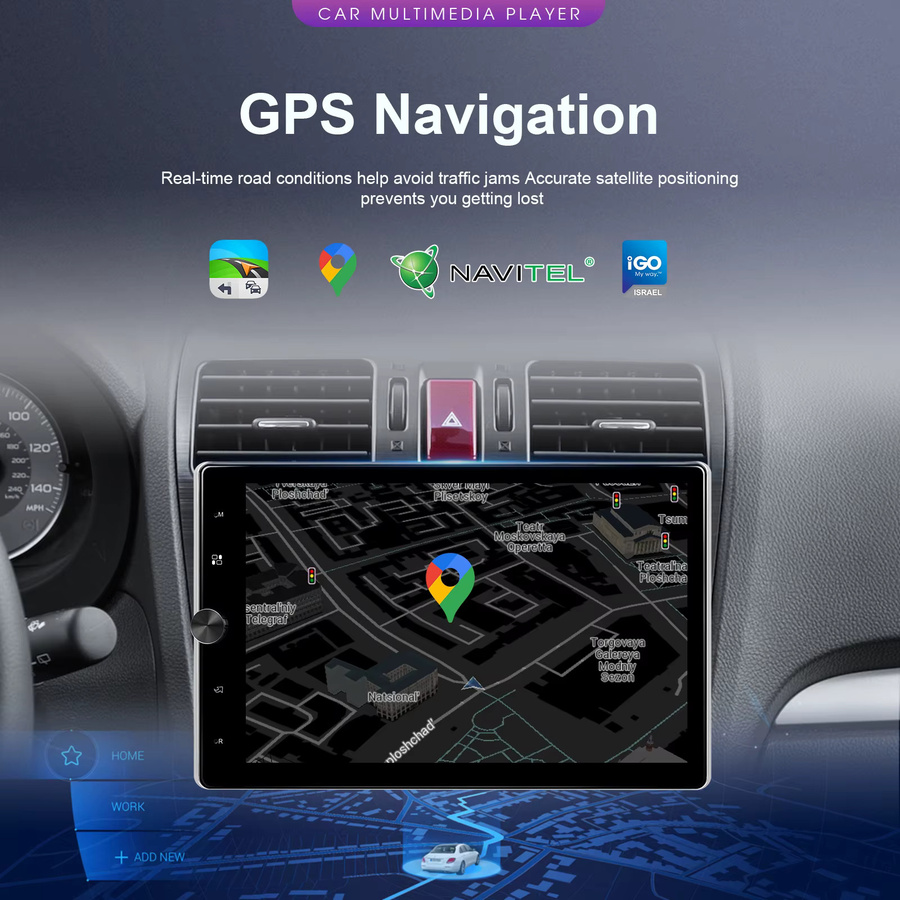 Podofo 10,4 Zoll Android Autoradio mit drehbarem vertikalem Bildschirm, 1 Din Multimedia Radio mit 2+64G, Wireless Carplay, Android Auto und GPS, Schwarz - Bild 3
