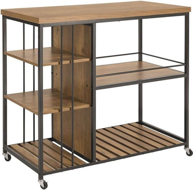 SoBuy Servierwagen SVW18-F als Barwagen und Küchenwagen in Braun im Industrial-Look mit Rollen, B/T/H: 45 x 45 x 110 cm - Bild 2