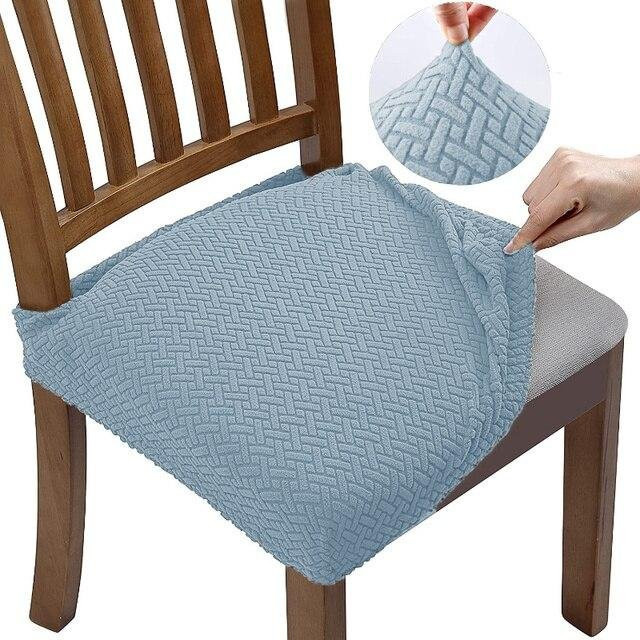 QLHZEIT Jacquard-Stuhlsitzbezüge aus elastischem Spandex in Himmelblau, waschbar und abnehmbar - Bild 1