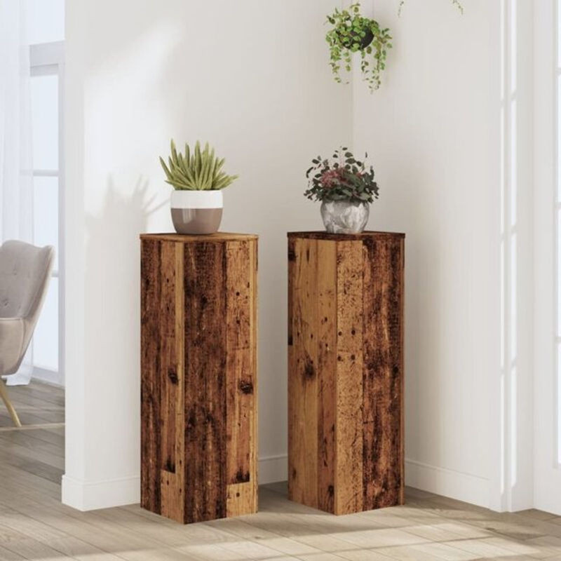 Vidaxl Pflanzenständer Set aus Holzwerkstoff in Altholz-Optik, 2 Stück, H x B x T: 80 x 25 x 25 cm - Bild 1