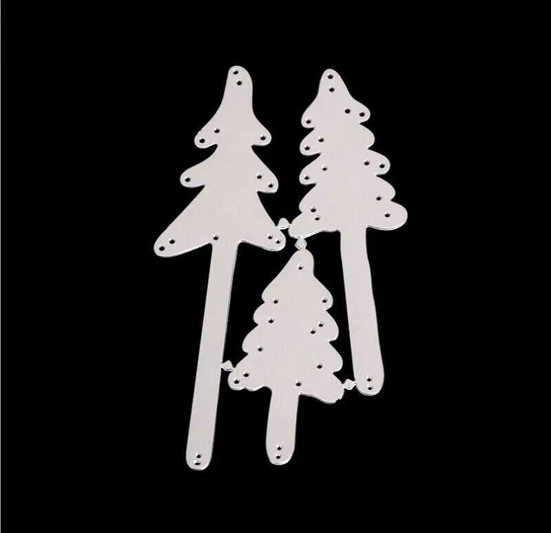 3er Set Metall Schneideschablonen mit Baum-Motiven in Silber für Scrapbooking, DIY-Albumgestaltung und Papier-Prägung - Bild 2