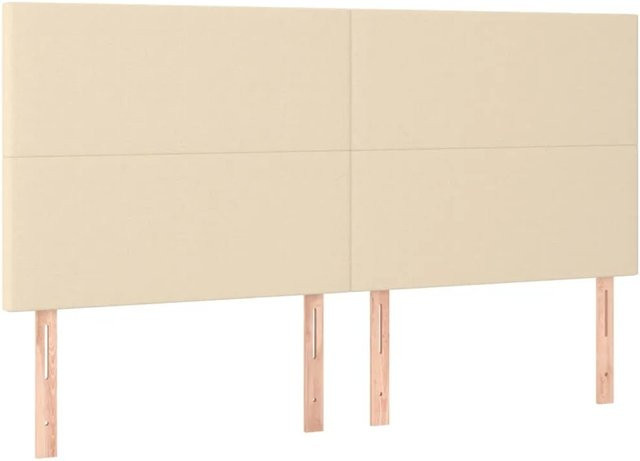 vidaXL LED Kopfteil in Creme mit USB-Ladeport und integrierter Beleuchtung, Breite: 200 cm, Tiefe: 5 cm, Höhe: 118 cm bis 128 cm - Bild 1