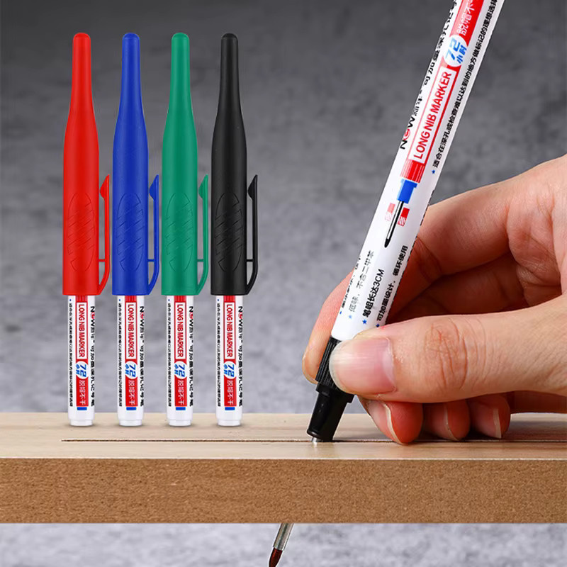 Genkky Mehrzweck Tiefe Loch Marker Stifte für Holzbearbeitung und Bad, 2/4er Set mit schwarzer und blauer Tinte - Bild 2