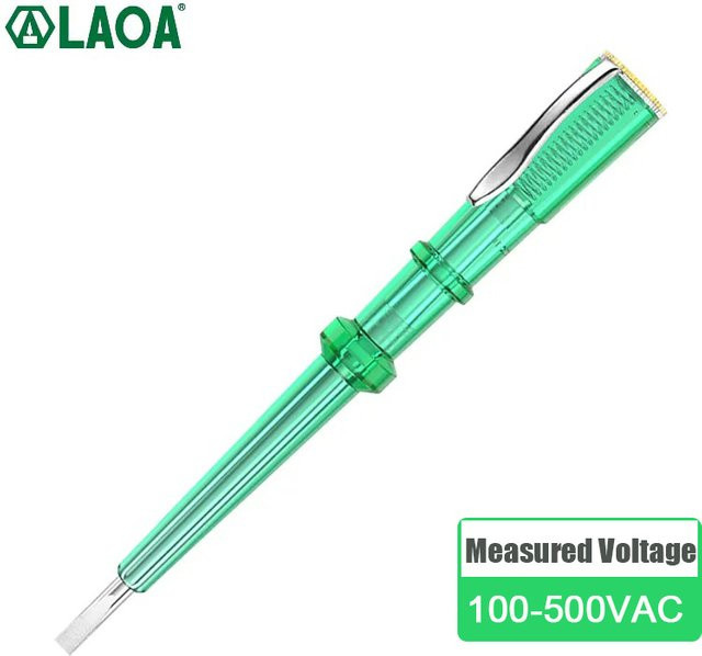 Laoa Spannungsprüfer mit Messkopf aus Messing in Grün für 100-500VAC - Bild 1