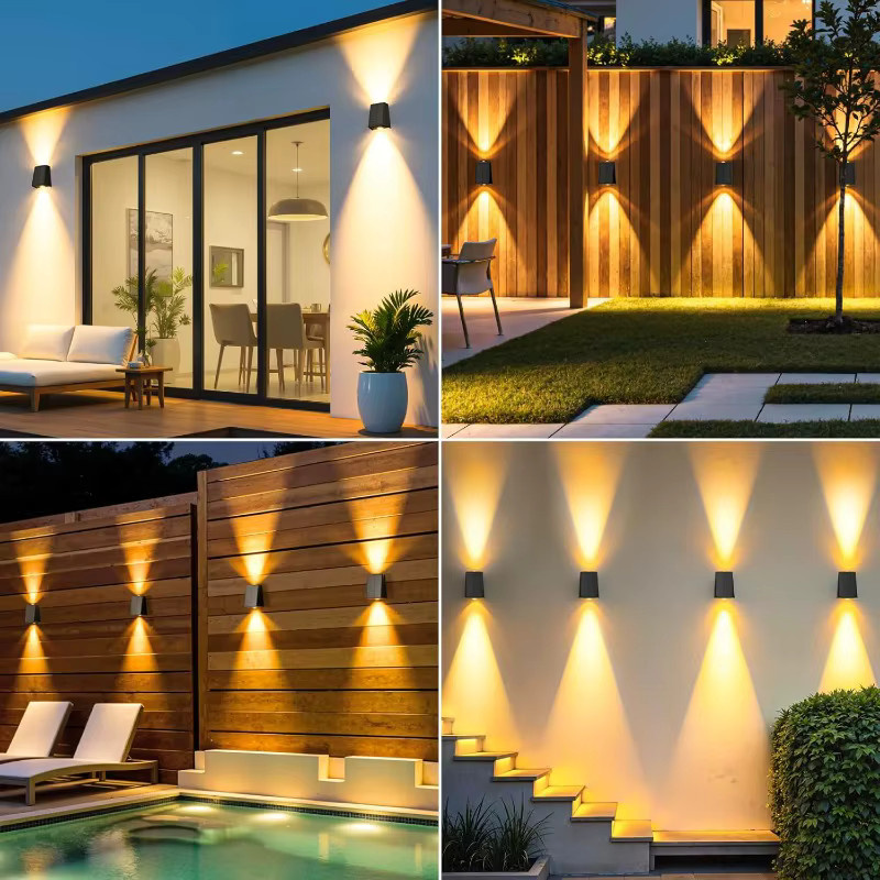 ZTree Solar-Wandleuchten für den Außenbereich, LED, Warmweiß 3000 K, Up-Down Licht, IP65 Wasserdicht, Schwarz - Bild 4