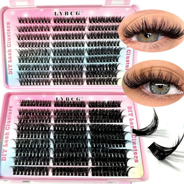 LYBCG Volumen-Cluster-Wimpern, C Curl, Black, 9-17 mm - Bild 1