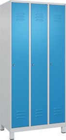 C+P Spind Classic PLUS Garderobenschrank mit 3 Abteilen, Füße, Zylinderschloss und 3 Garderobenhaken, Stahl, H x B x T: 195 x 90 x 50 cm - Bild 1