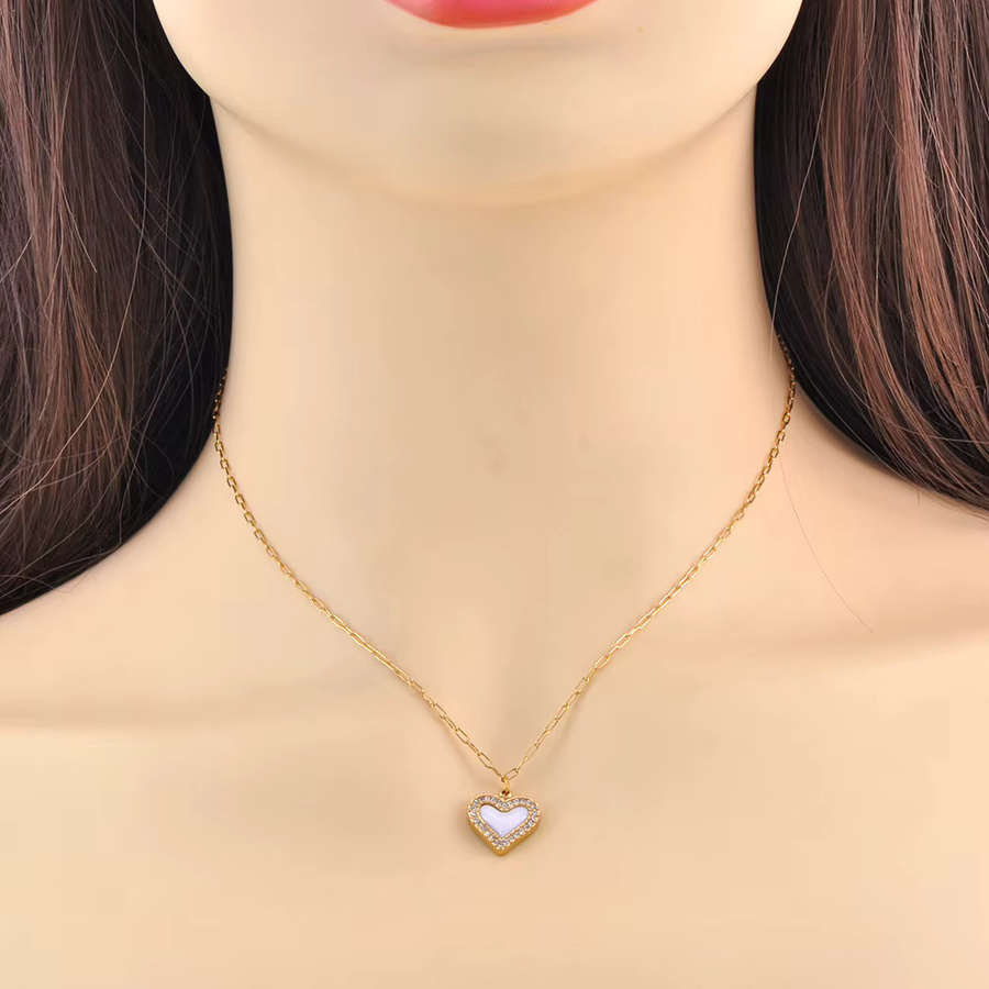 JeeMango Halskette Edelstahl, Muschel-Herz-Anhänger, Gold, Damen - Bild 3