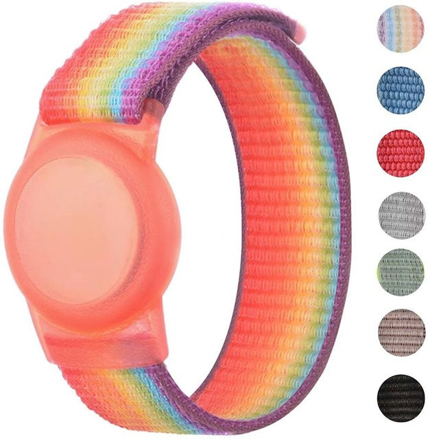 Fomscvka Silikon Kinder-Armband für Apple AirTag in Rot und Mehrfarbig - Bild 1