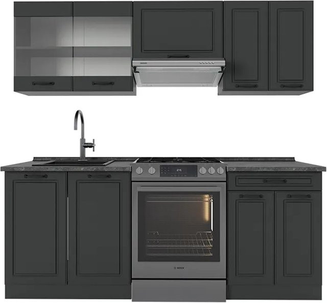 Vicco R-Line Küchenzeile Landhaus Stil Anthrazit Breite: 200 cm, Tiefe: 60 cm, Höhe: 82 cm - Bild 1