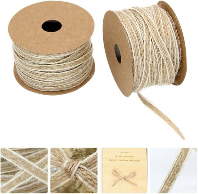2 Stück Jute-Spitzenbänder in Beige für Hochzeiten und Bastelprojekte - Bild 1