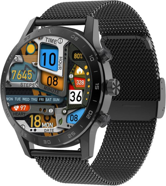 TPFNet Smart Watch Fitness Tracker mit Milanaise Armband IP67 für Android und iOS in Schwarz oder Silber - Bild 1