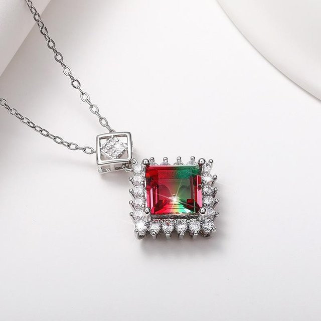 GDMN jewelry Halskette, Anhänger, versilbert, mehrfarbige Zirkonia, Damen - Bild 1