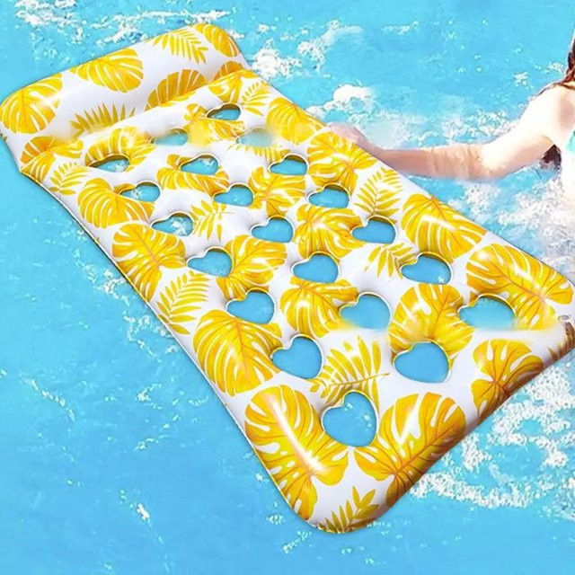 Kidsly Faltbare Aufblasbare Pool Liege mit Kopfstütze in Gelb - Bild 1