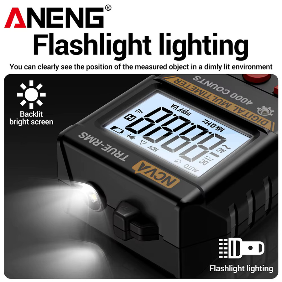 ANENG M114 Digitales Multimeter und BT173 Batterietester Set in Schwarz mit NCV und Hintergrundbeleuchtung - Bild 3